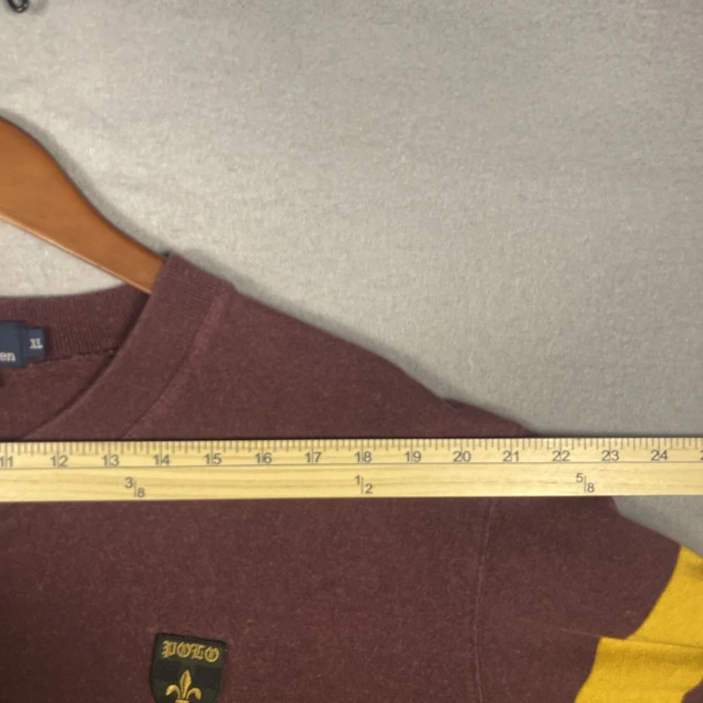 Polo Ralph Lauren Sweater Mens XL Wool Maroon Striped Embroidered Preppy Classic